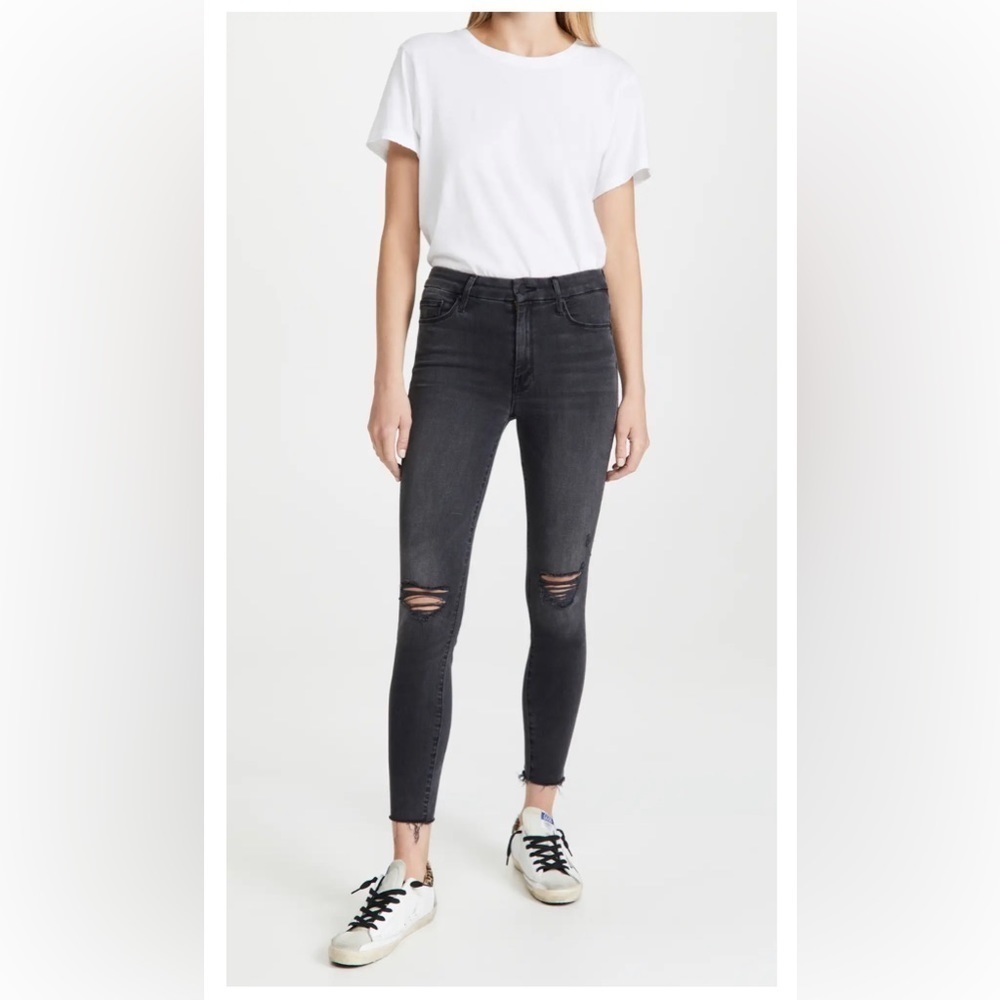 MOTHER Size 27 The Looker Ankle Fray - Faded Black